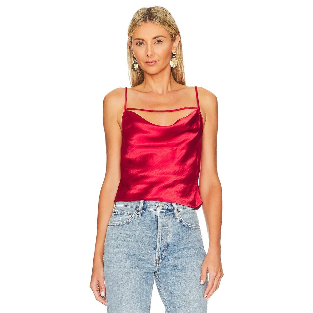 Lovers and Friends | Jade Silk Top – Cherry Red L